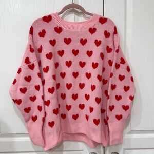 CeCe Oversized Pink Heart Sweater